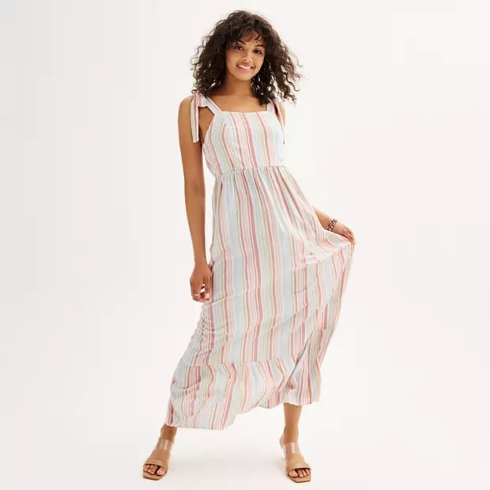 SO Size M Pastel Striped Maxi Dress